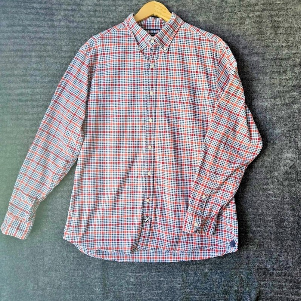 Daniel Cremieux Slim Fit Men's XL Plaid Long Sleeve Shirt Stretch Oxford Classic